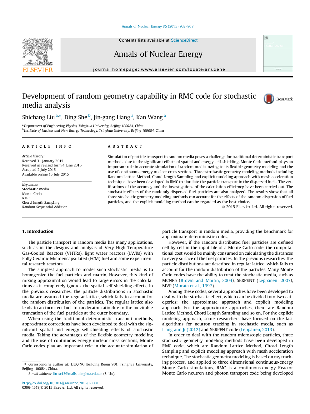 Development of random geometry capability in RMC code for stochastic media analysis