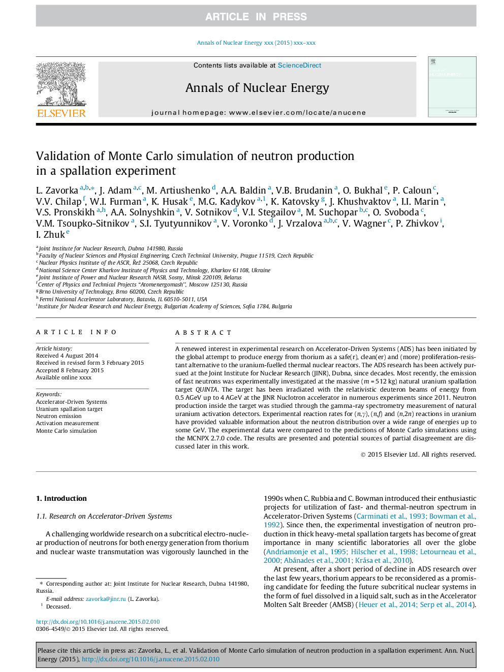 Validation of Monte Carlo simulation of neutron production in a spallation experiment