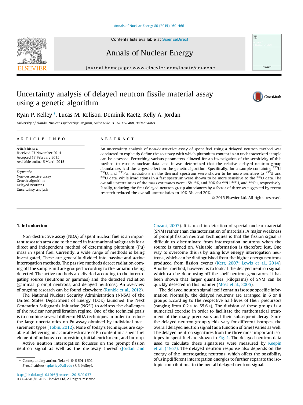 Uncertainty analysis of delayed neutron fissile material assay using a genetic algorithm