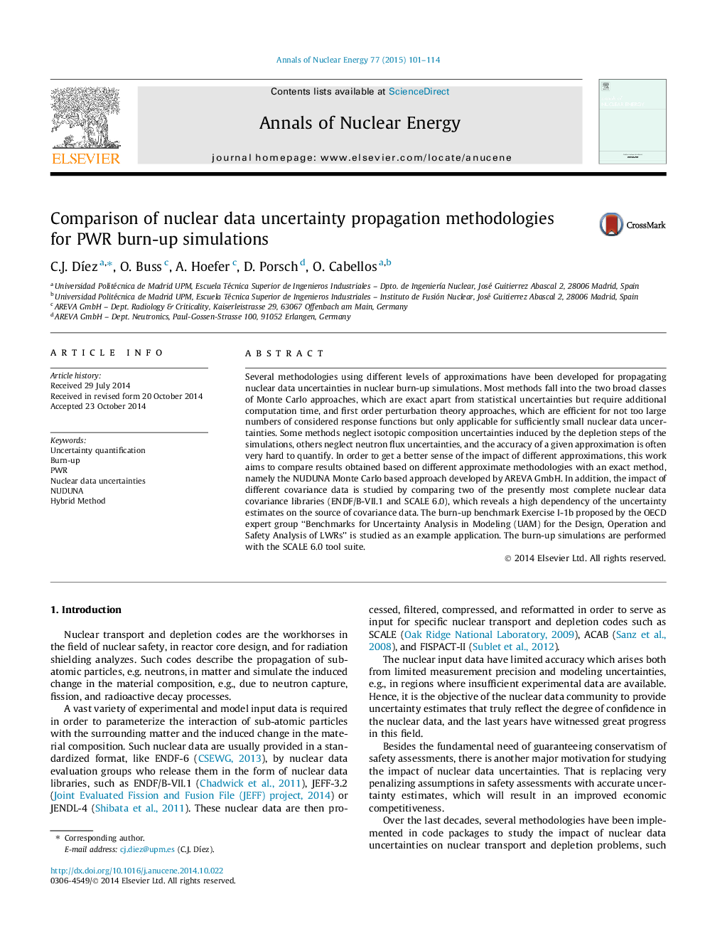 Comparison of nuclear data uncertainty propagation methodologies for PWR burn-up simulations