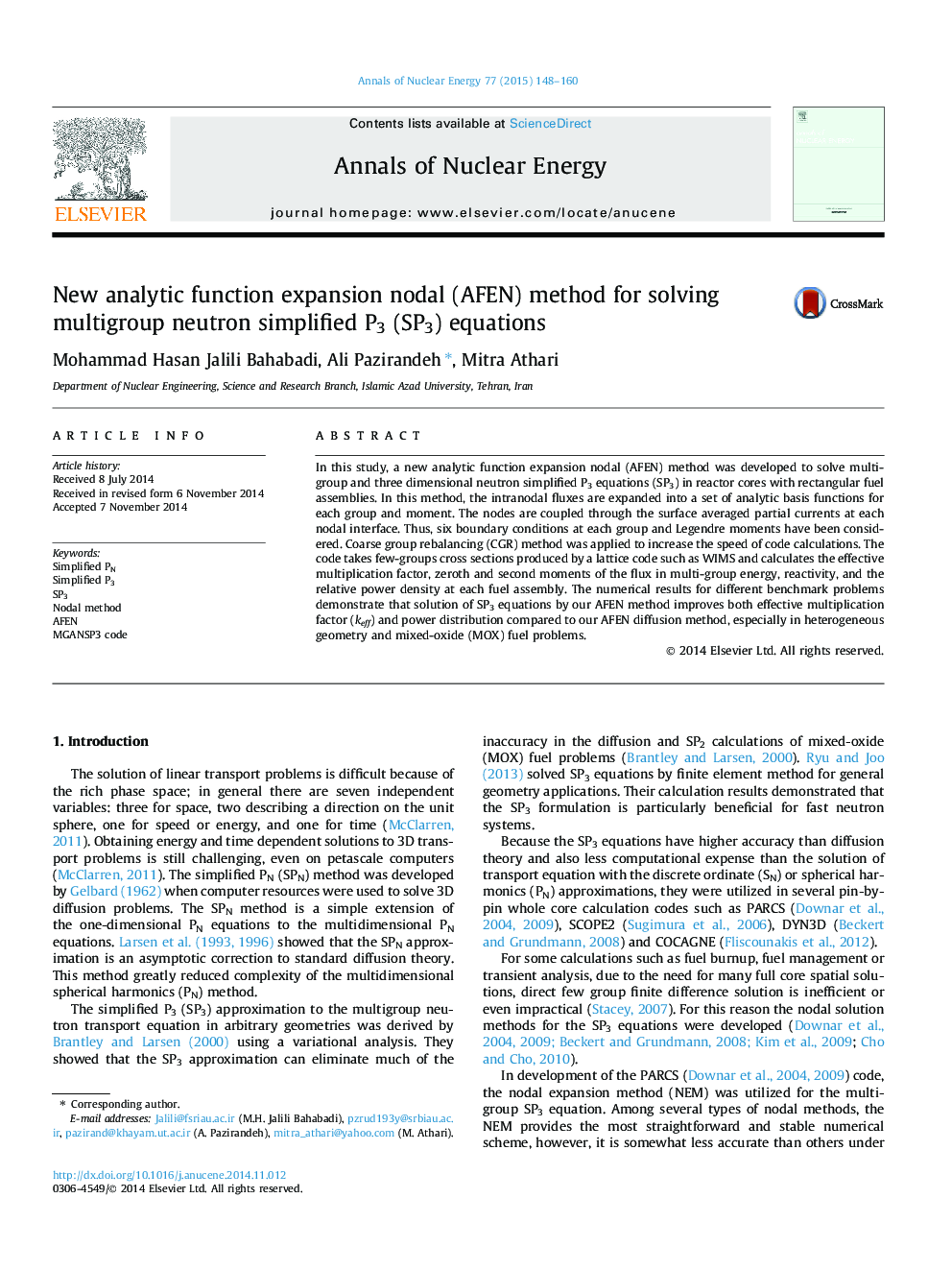 New analytic function expansion nodal (AFEN) method for solving multigroup neutron simplified P3 (SP3) equations