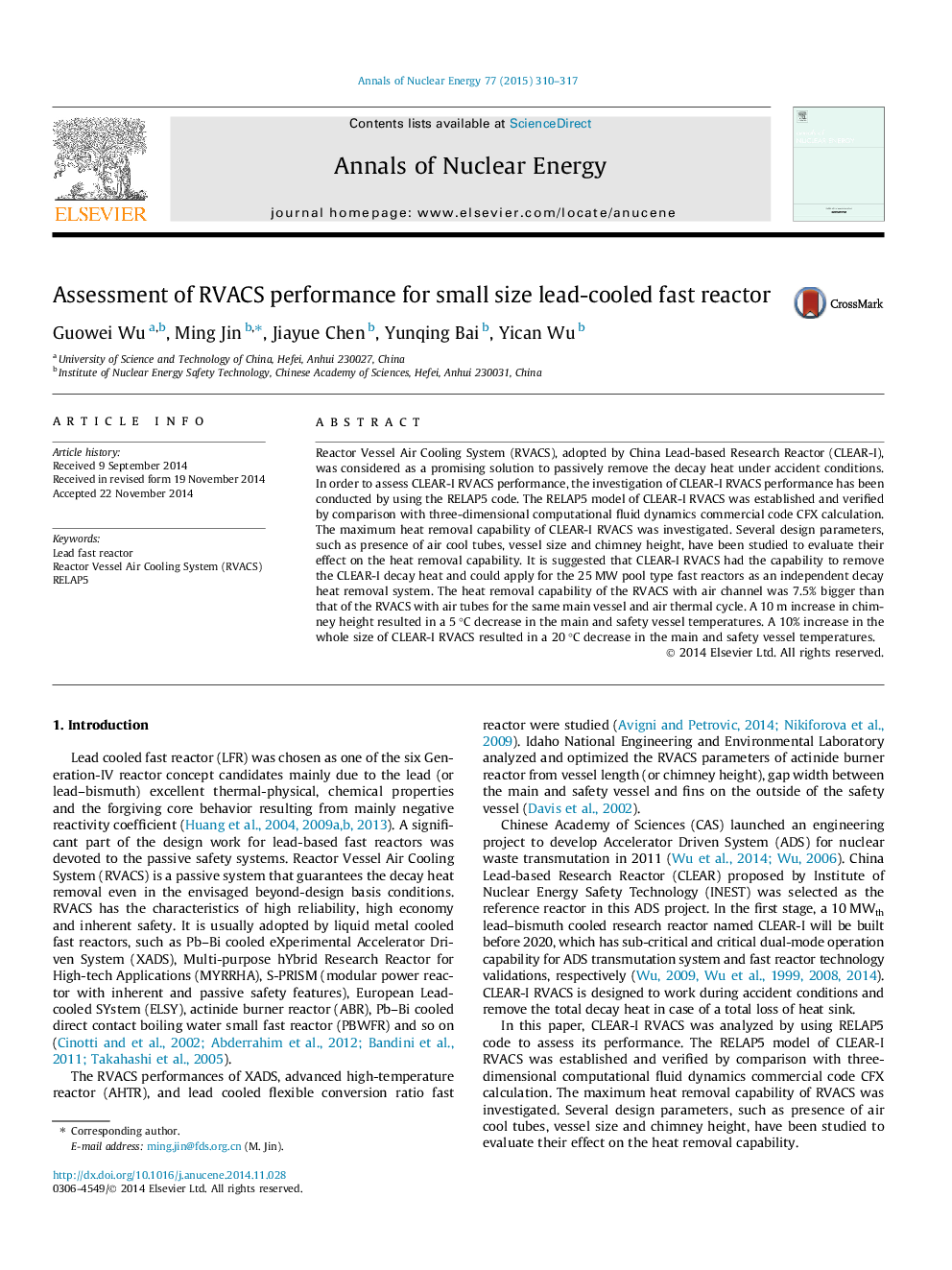 Assessment of RVACS performance for small size lead-cooled fast reactor
