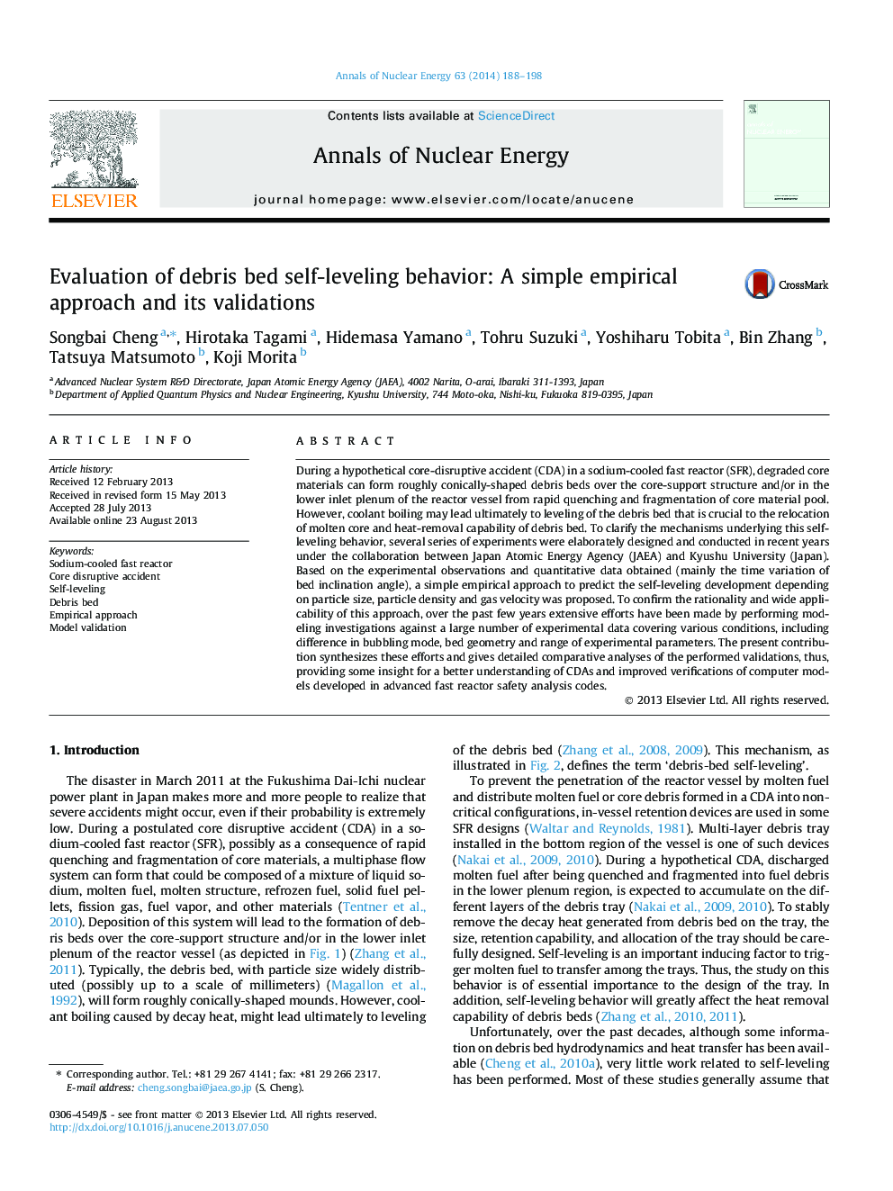 Evaluation of debris bed self-leveling behavior: A simple empirical approach and its validations