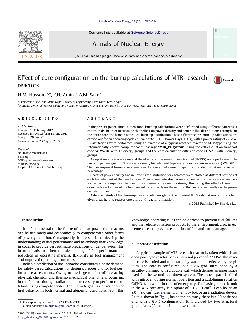 Effect of core configuration on the burnup calculations of MTR research reactors