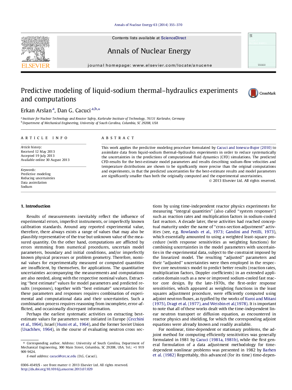 Predictive modeling of liquid-sodium thermal-hydraulics experiments and computations