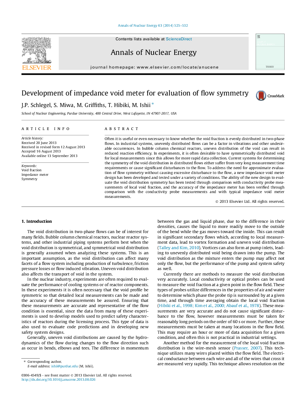 Development of impedance void meter for evaluation of flow symmetry