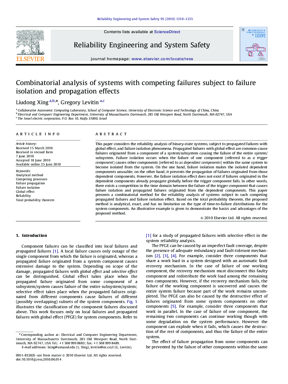 Combinatorial analysis of systems with competing failures subject to failure isolation and propagation effects