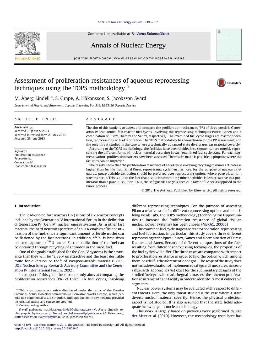 Assessment of proliferation resistances of aqueous reprocessing techniques using the TOPS methodology