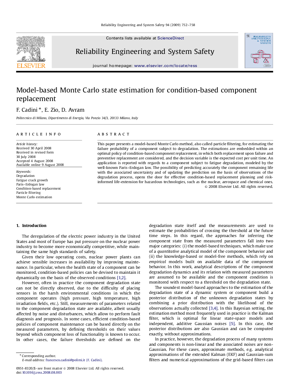 Model-based Monte Carlo state estimation for condition-based component replacement