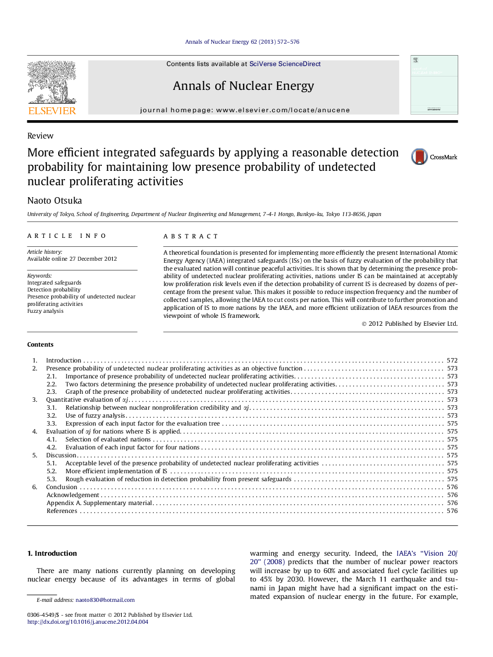 More efficient integrated safeguards by applying a reasonable detection probability for maintaining low presence probability of undetected nuclear proliferating activities