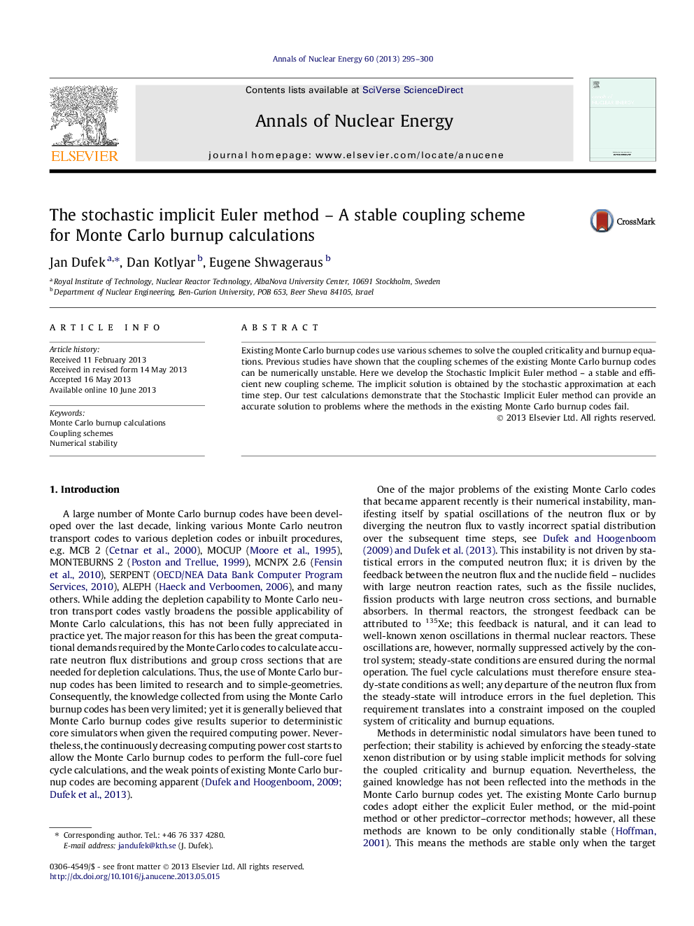 The stochastic implicit Euler method - A stable coupling scheme for Monte Carlo burnup calculations