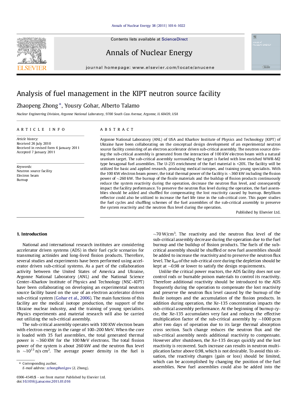 Analysis of fuel management in the KIPT neutron source facility