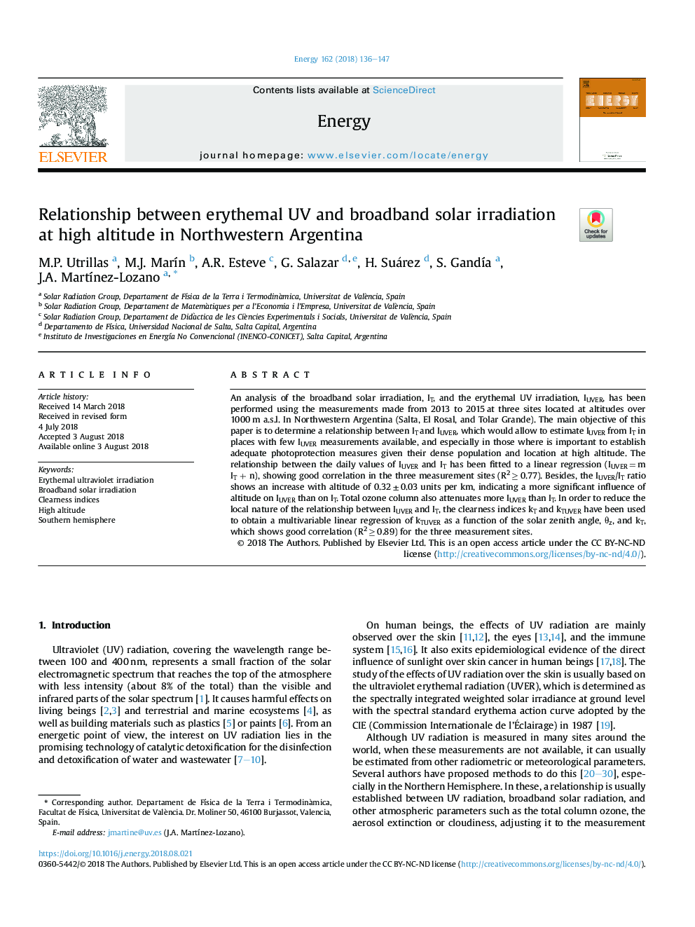 Relationship between erythemal UV and broadband solar irradiation at high altitude in Northwestern Argentina