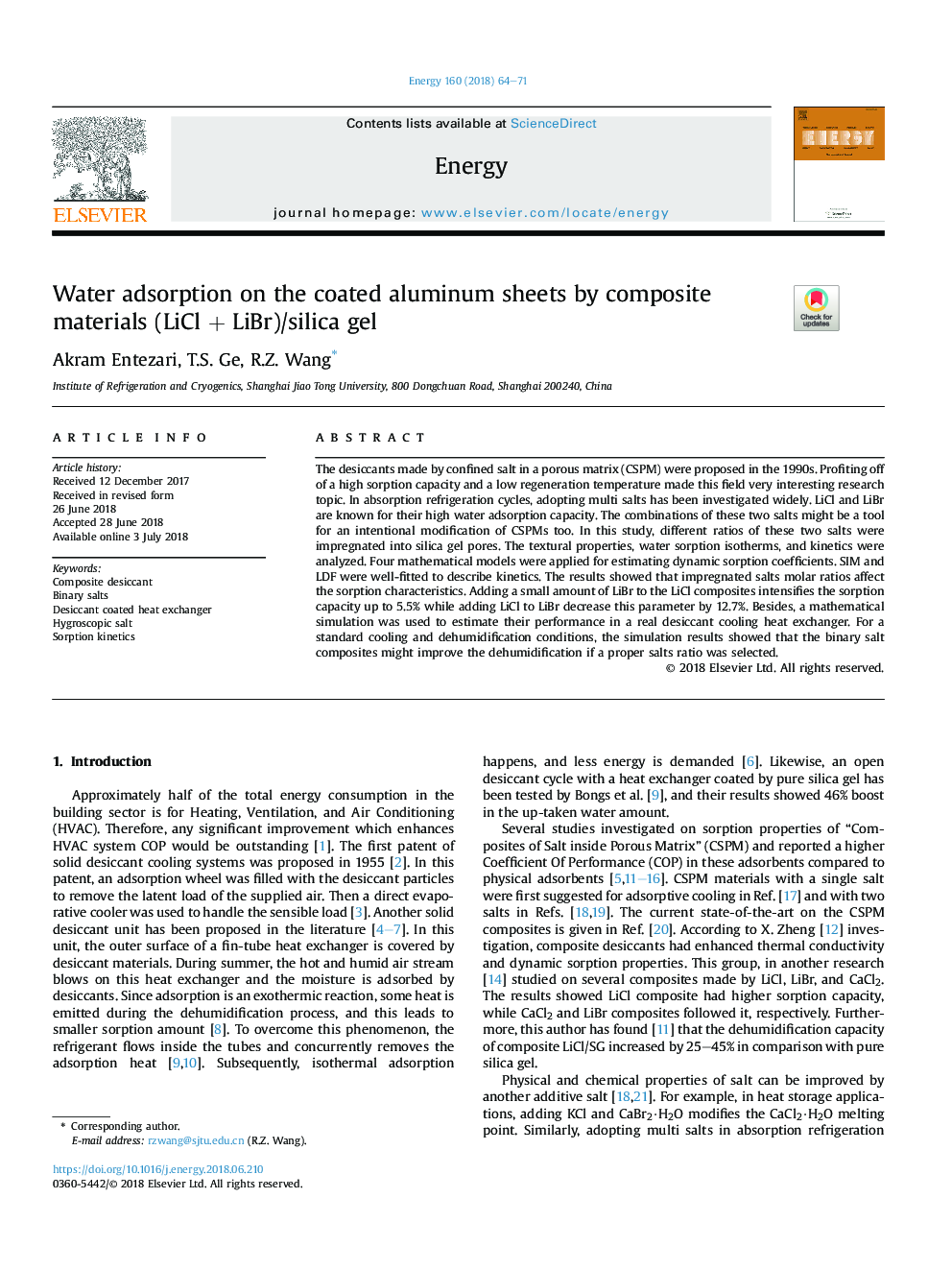 Water adsorption on the coated aluminum sheets by composite materials (LiClÂ +Â LiBr)/silica gel