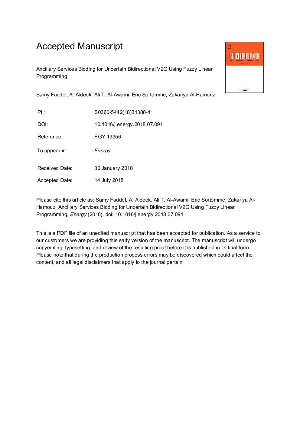 Ancillary Services Bidding for Uncertain Bidirectional V2G Using Fuzzy Linear Programming