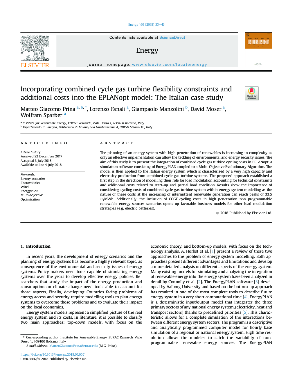 Incorporating combined cycle gas turbine flexibility constraints and additional costs into the EPLANopt model: The Italian case study