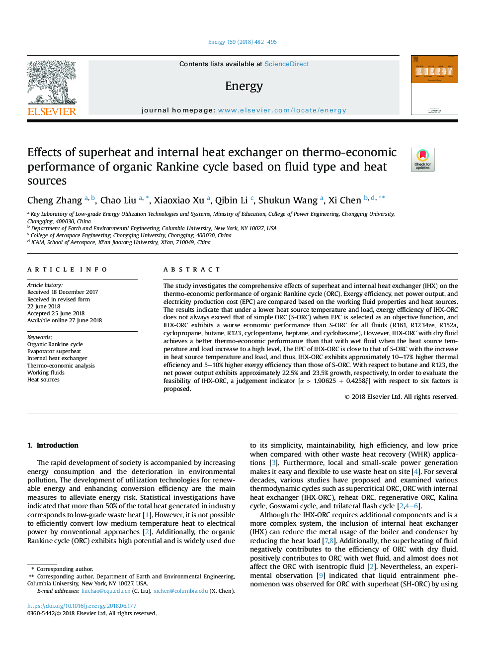 Effects of superheat and internal heat exchanger on thermo-economic performance of organic Rankine cycle based on fluid type and heat sources