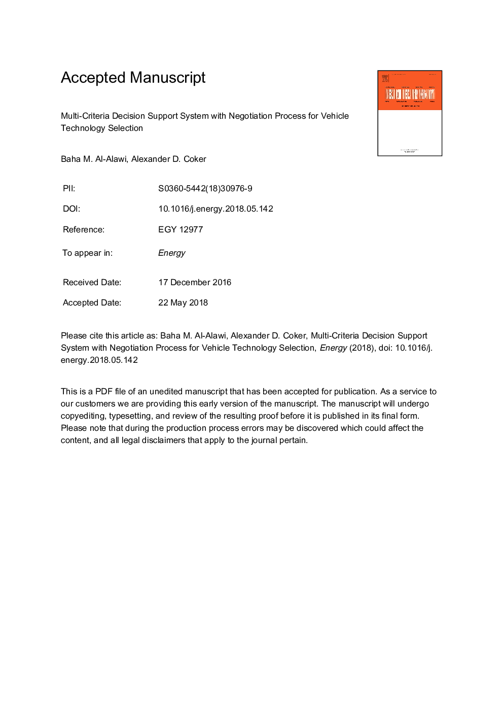 Multi-criteria decision support system with negotiation process for vehicle technology selection