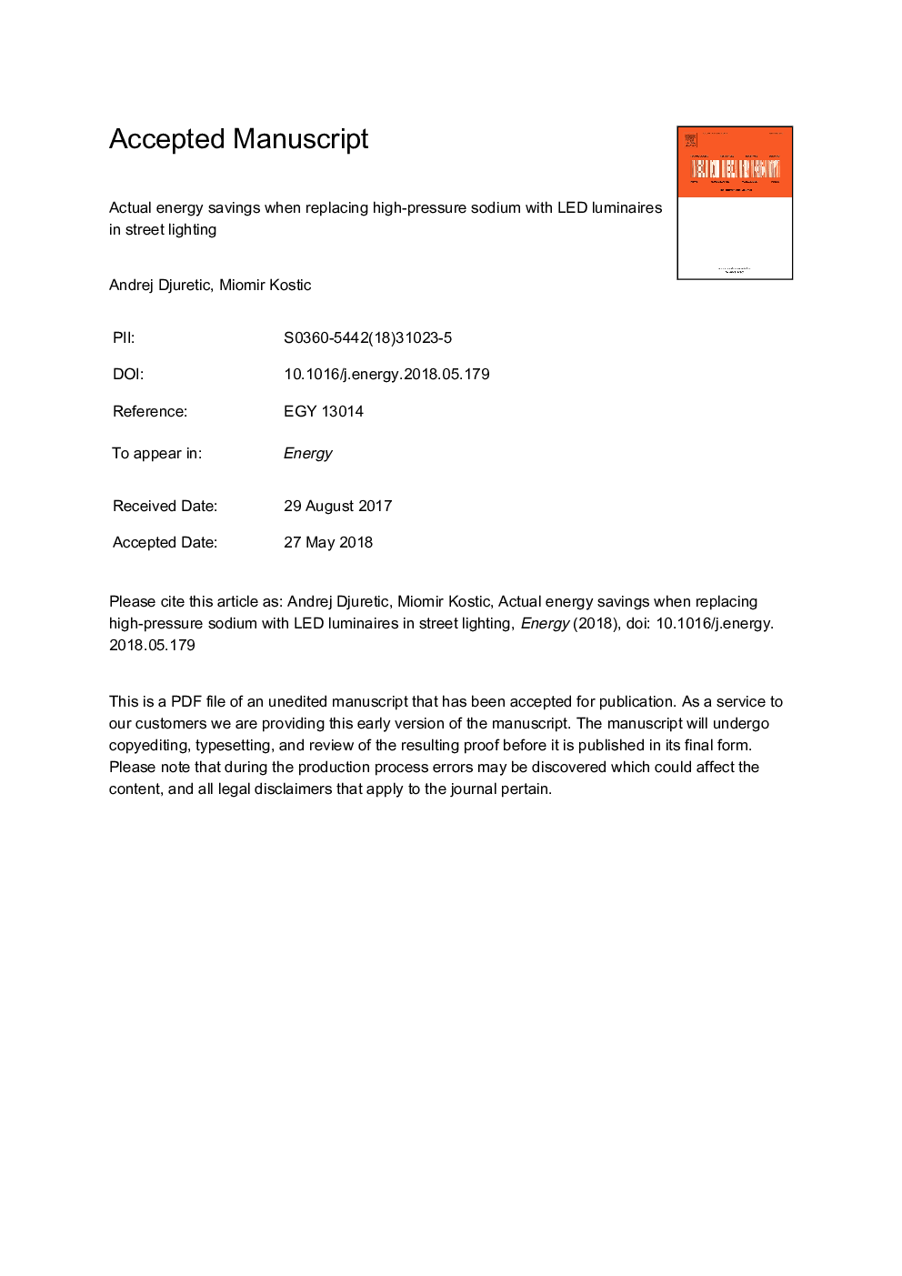 Actual energy savings when replacing high-pressure sodium with LED luminaires in street lighting