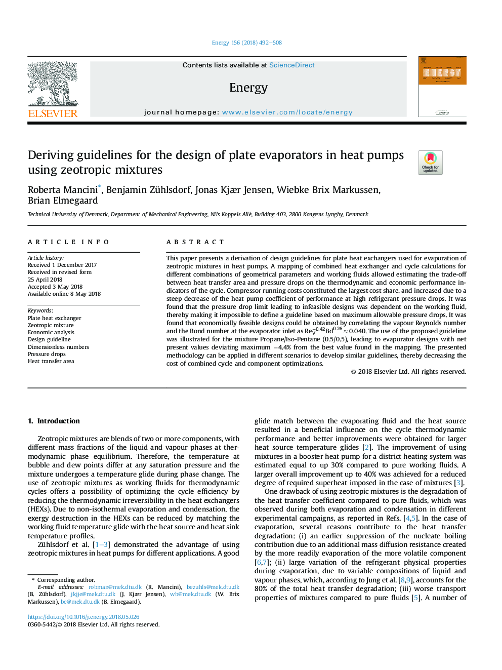 Deriving guidelines for the design of plate evaporators in heat pumps using zeotropic mixtures