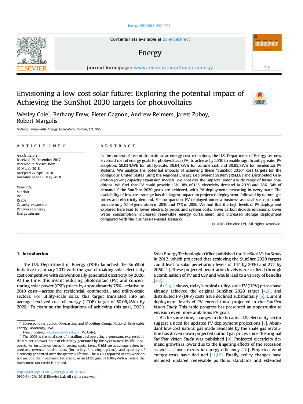 Envisioning a low-cost solar future: Exploring the potential impact of Achieving the SunShot 2030 targets for photovoltaics