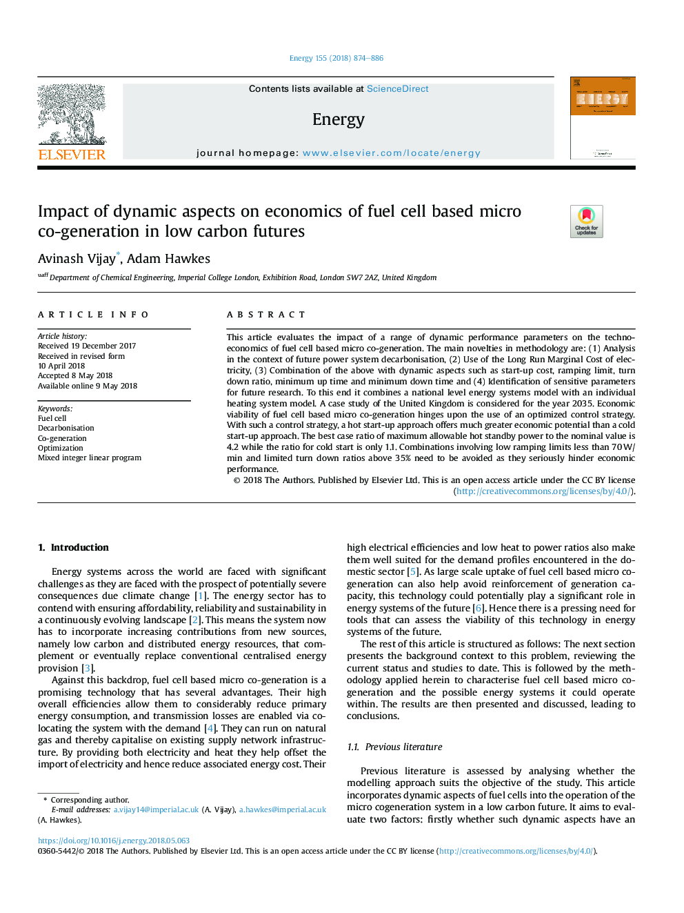 Impact of dynamic aspects on economics of fuel cell based micro co-generation in low carbon futures