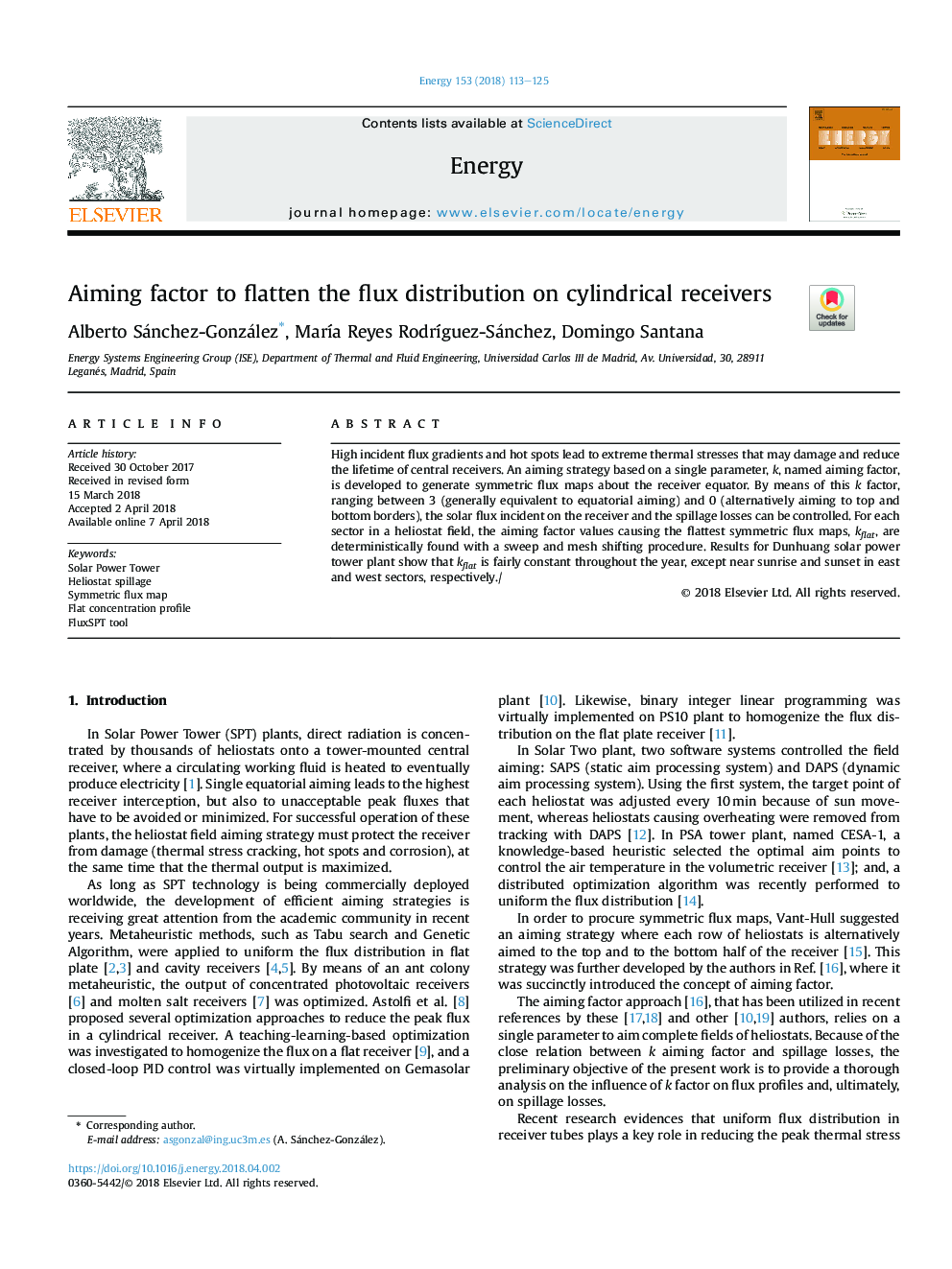 Aiming factor to flatten the flux distribution on cylindrical receivers