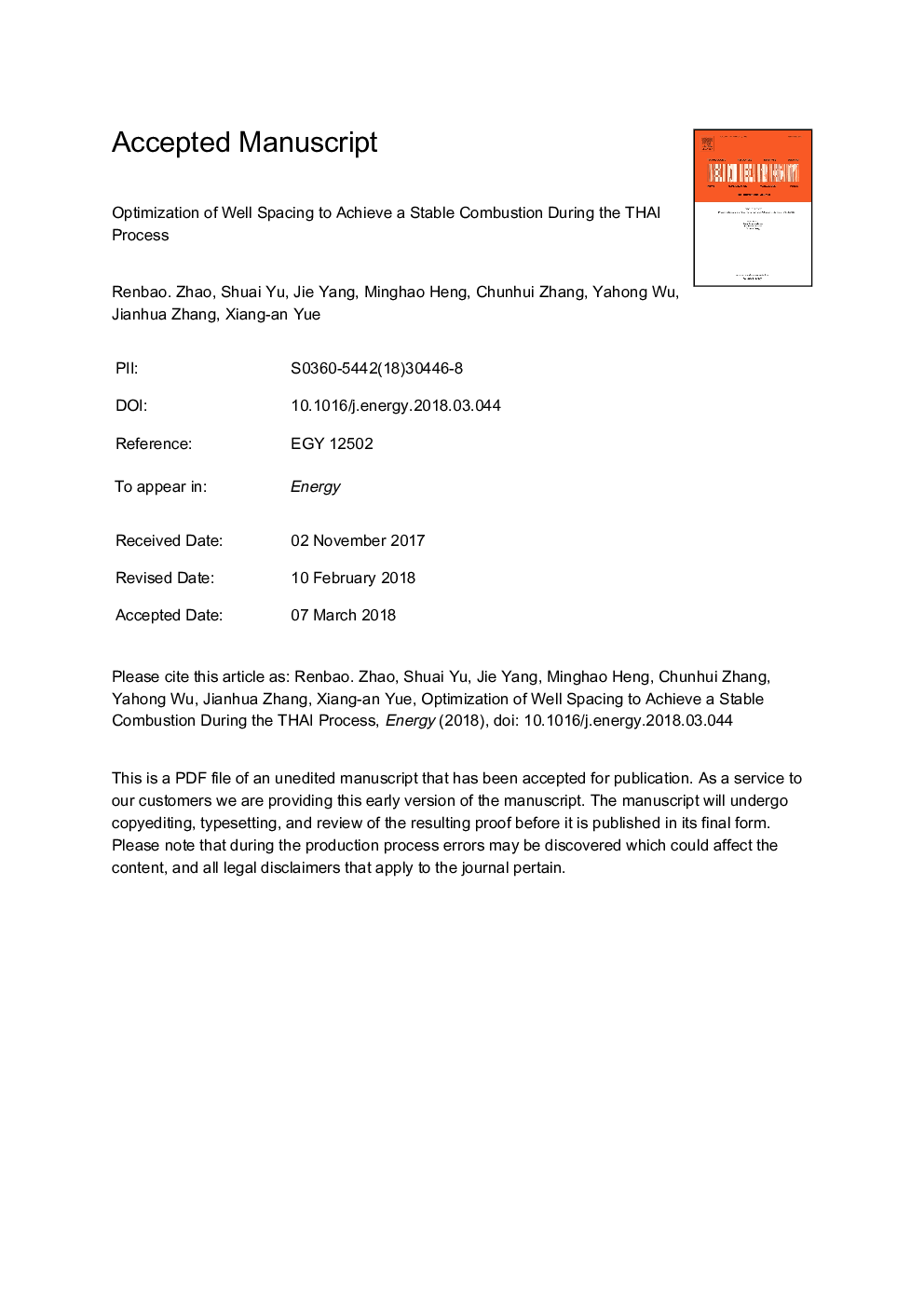 Optimization of well spacing to achieve a stable combustion during the THAI process