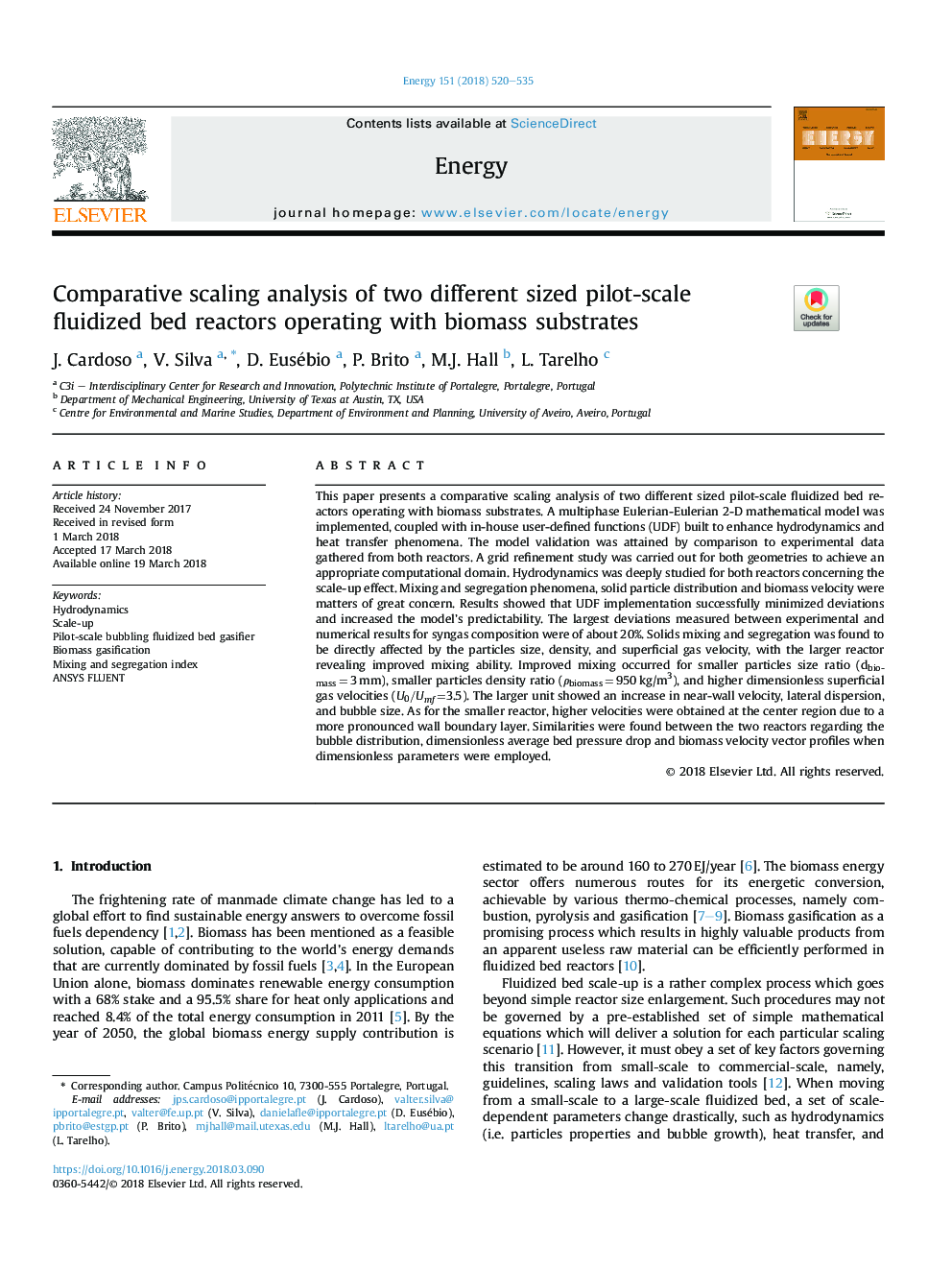 Comparative scaling analysis of two different sized pilot-scale fluidized bed reactors operating with biomass substrates