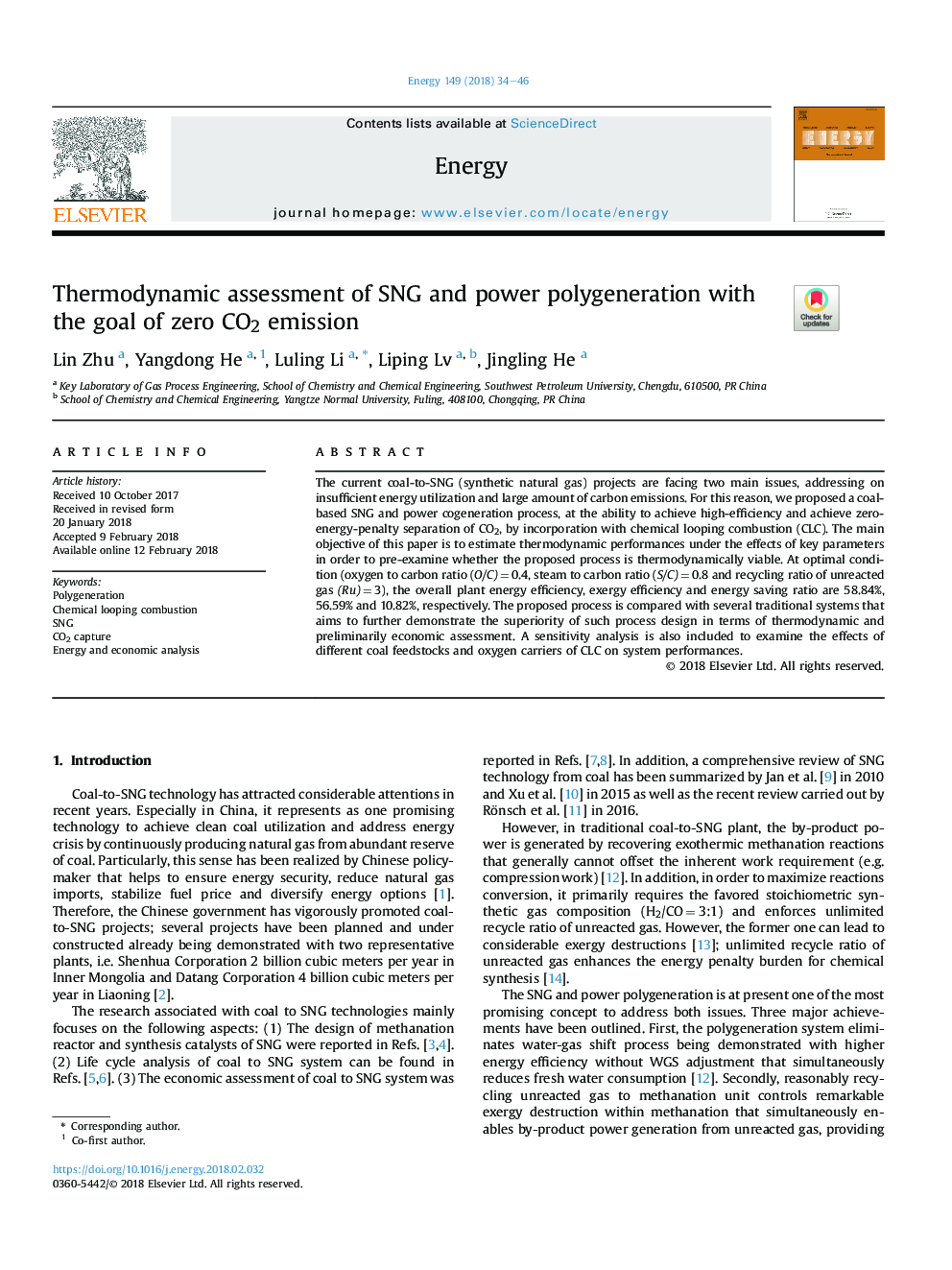 Thermodynamic assessment of SNG and power polygeneration with the goal of zero CO2 emission