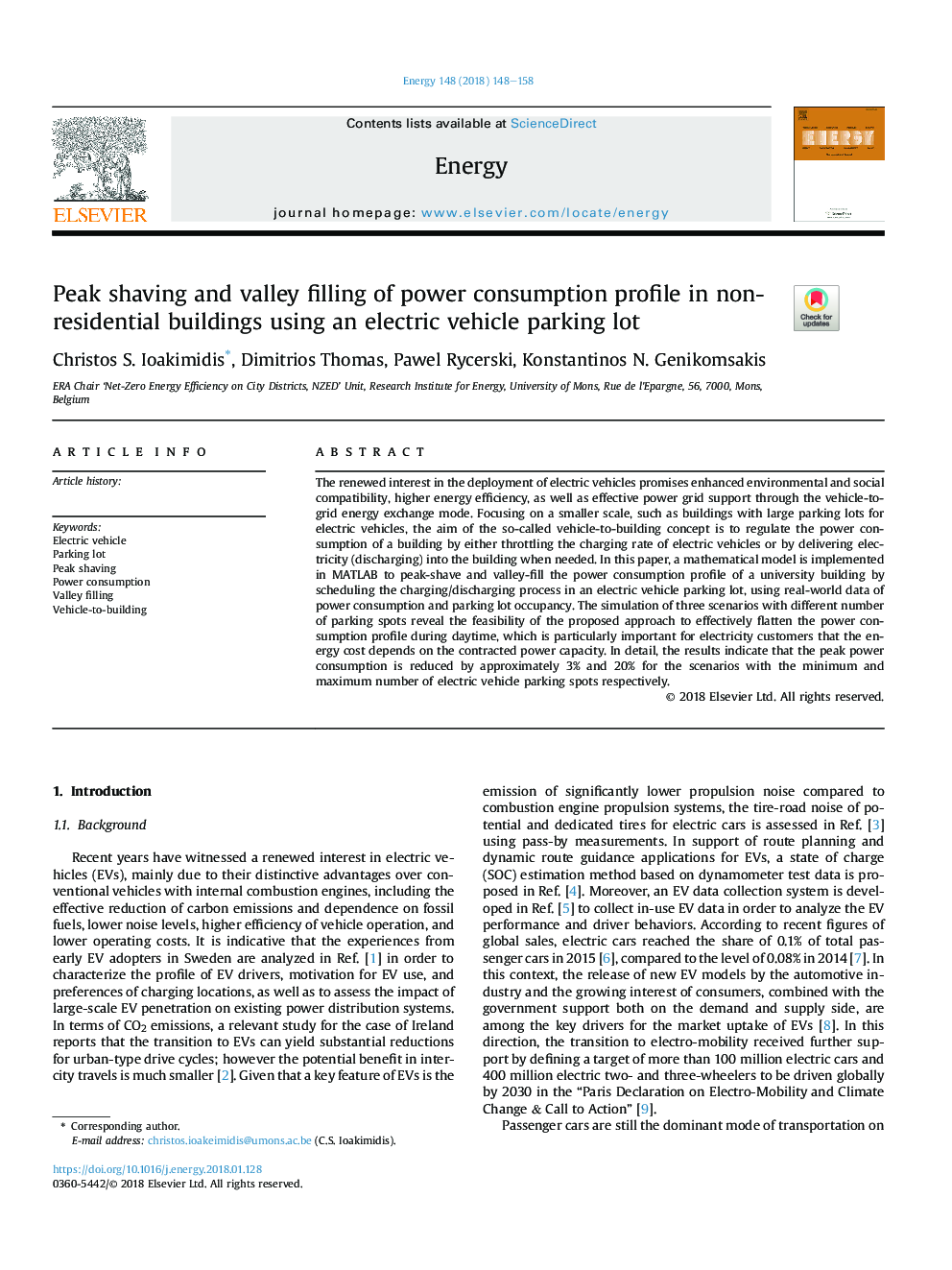 Peak shaving and valley filling of power consumption profile in non-residential buildings using an electric vehicle parking lot