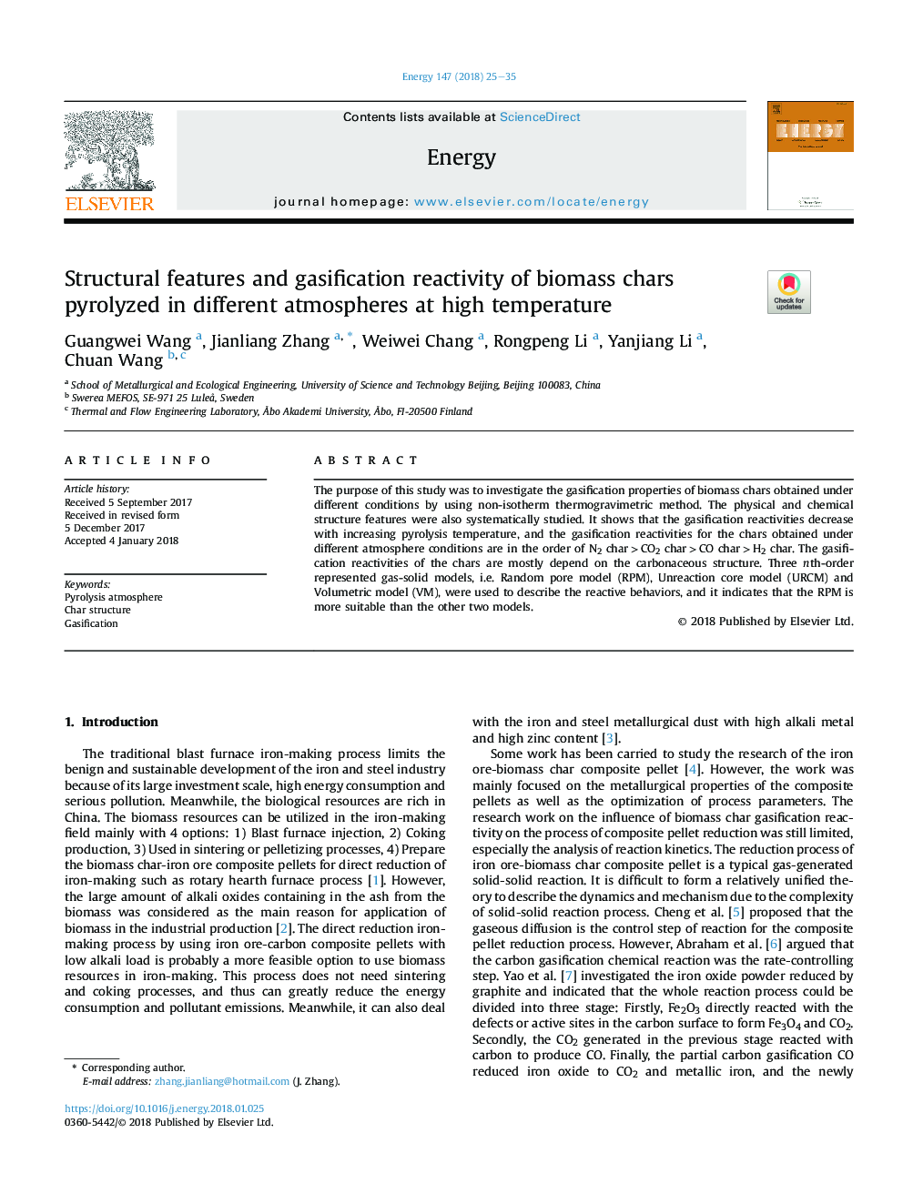 Structural features and gasification reactivity of biomass chars pyrolyzed in different atmospheres at high temperature