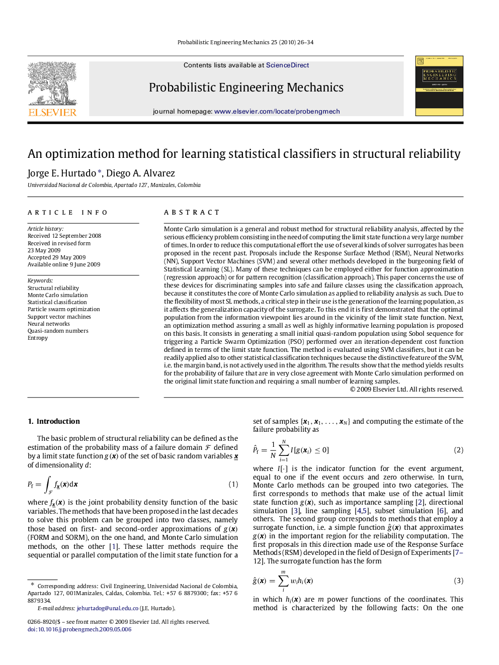 An optimization method for learning statistical classifiers in structural reliability