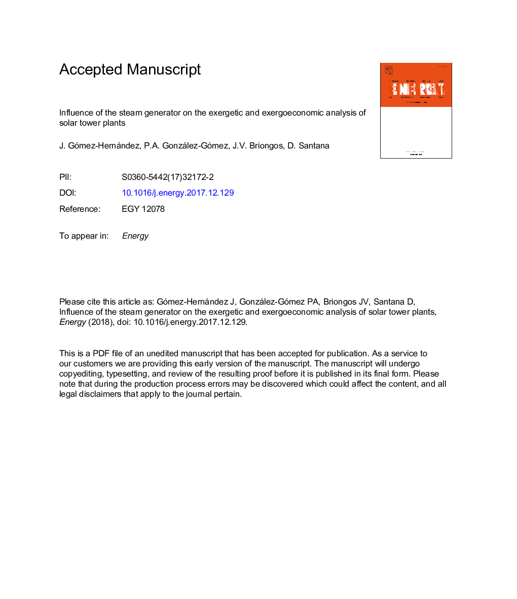 Influence of the steam generator on the exergetic and exergoeconomic analysis of solar tower plants