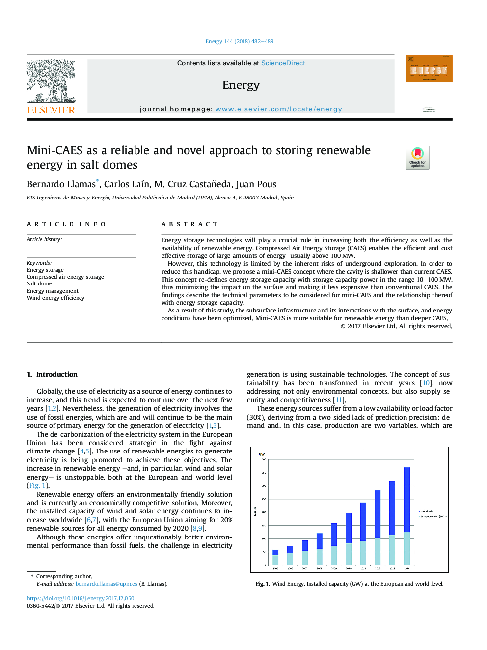 Mini-CAES as a reliable and novel approach to storing renewable energy in salt domes
