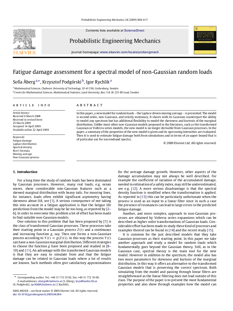 Fatigue damage assessment for a spectral model of non-Gaussian random loads