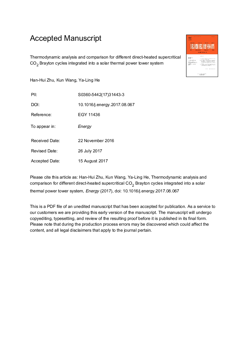 Thermodynamic analysis and comparison for different direct-heated supercritical CO2 Brayton cycles integrated into a solar thermal power tower system