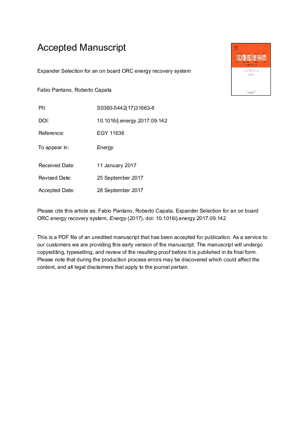 Expander selection for an on board ORC energy recovery system