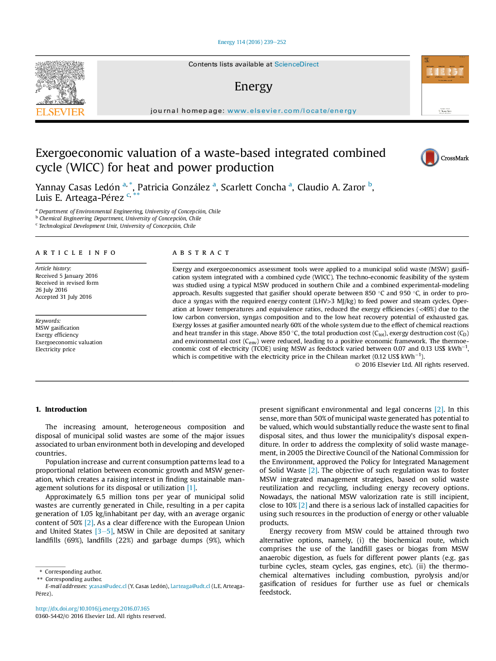 Exergoeconomic valuation of a waste-based integrated combined cycle (WICC) for heat and power production