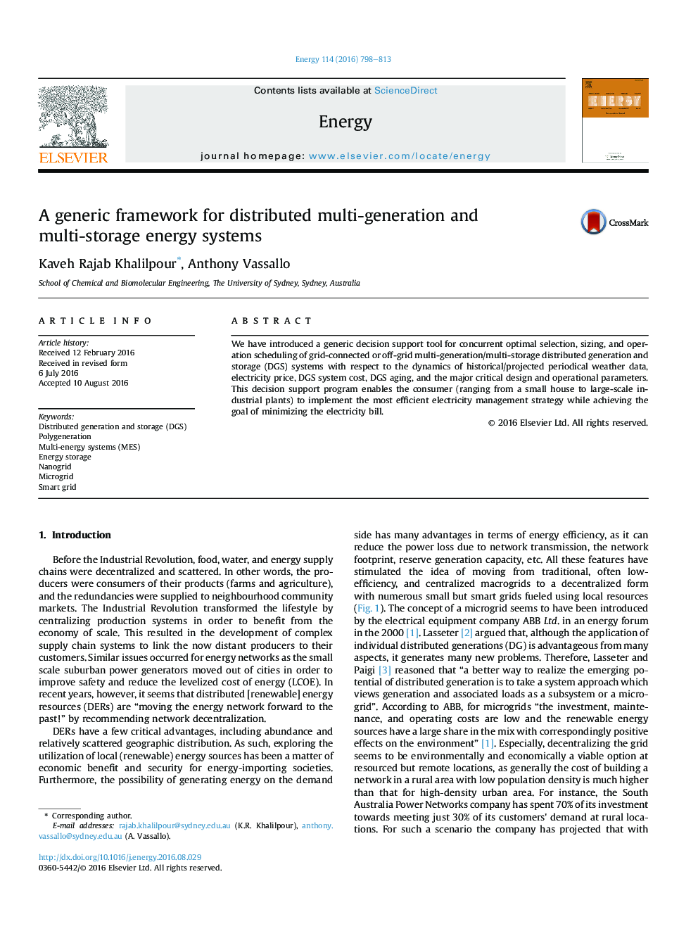A generic framework for distributed multi-generation and multi-storage energy systems