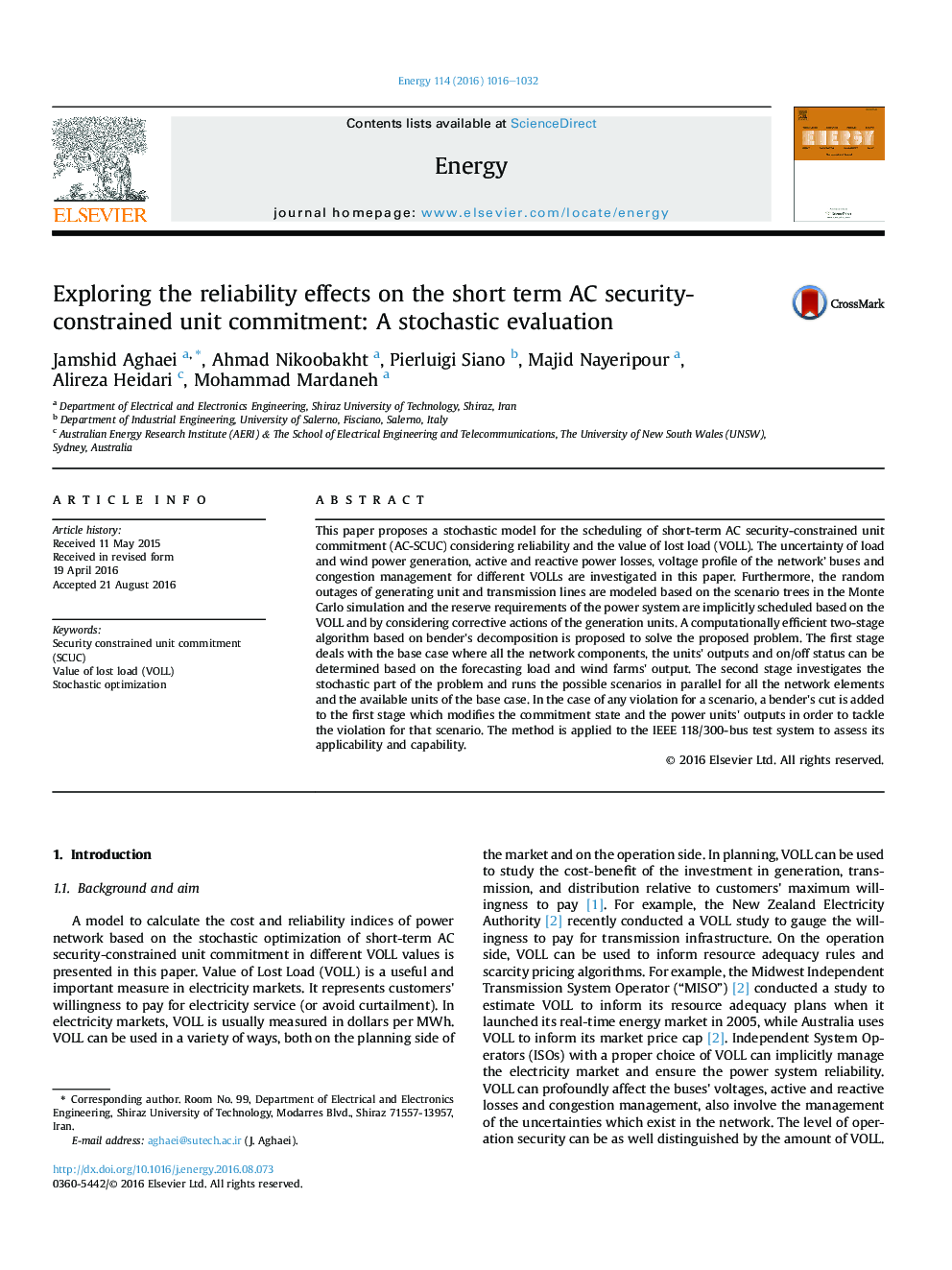 Exploring the reliability effects on the short term AC security-constrained unit commitment: A stochastic evaluation