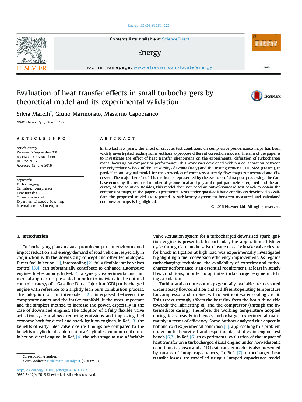 Evaluation of heat transfer effects in small turbochargers by theoretical model and its experimental validation