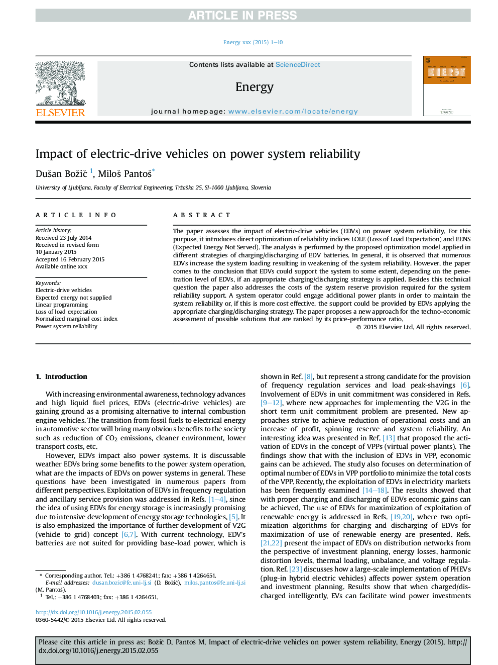 Impact of electric-drive vehicles on power system reliability