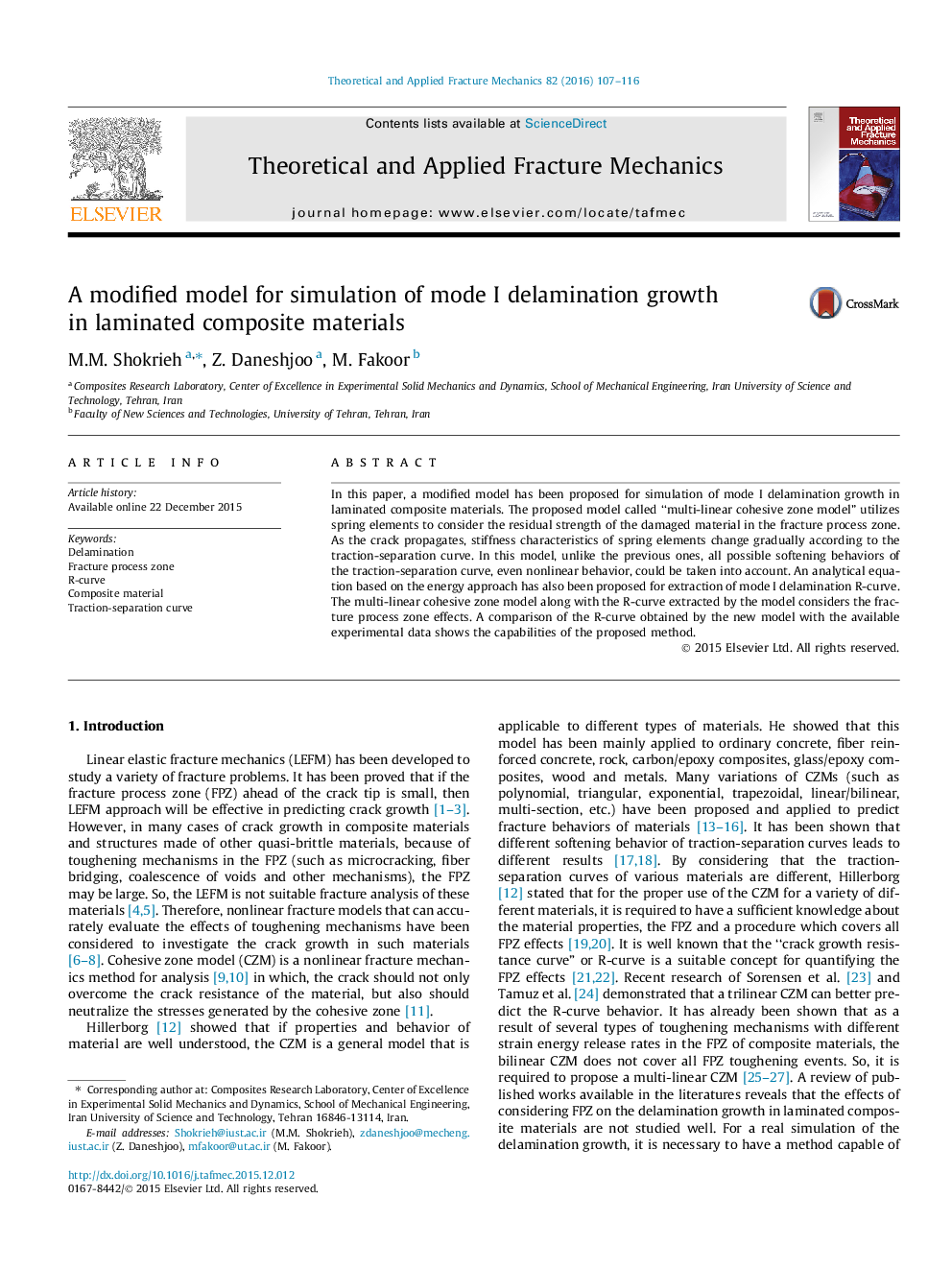 A modified model for simulation of mode I delamination growth in laminated composite materials