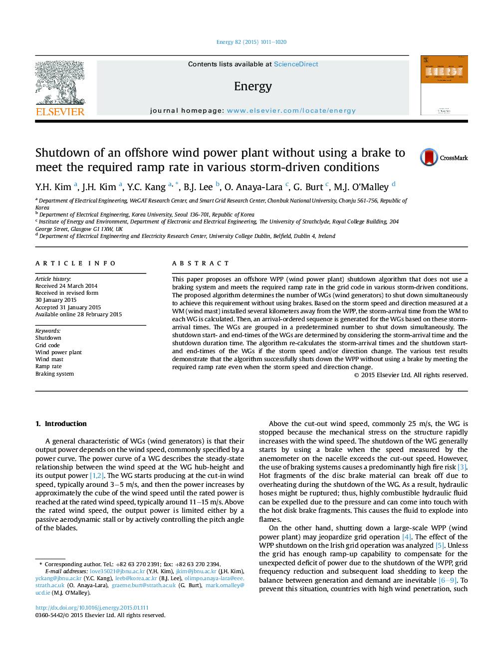 Shutdown of an offshore wind power plant without using a brake to meet the required ramp rate in various storm-driven conditions