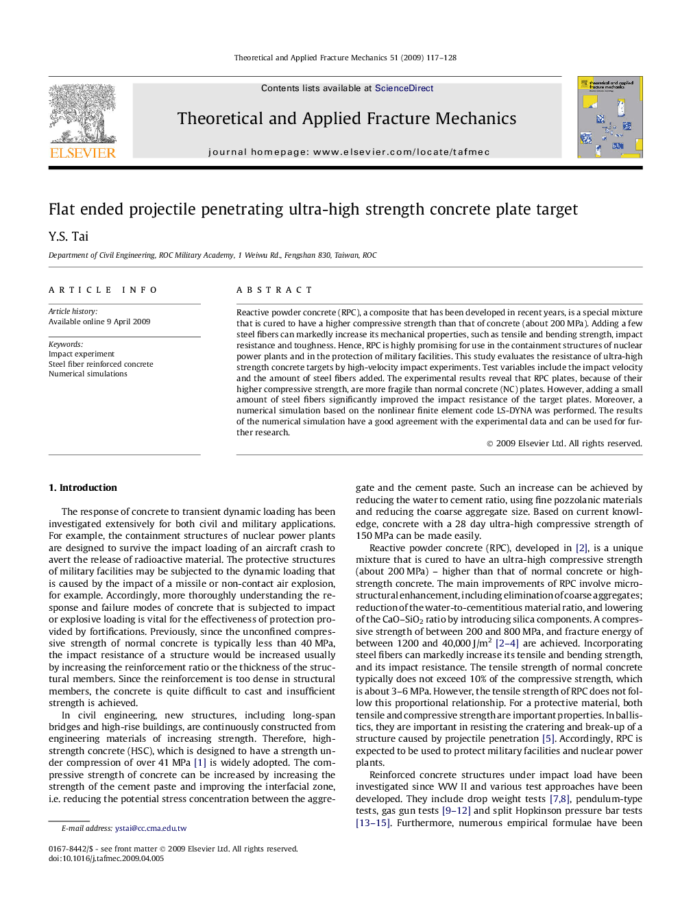 Flat ended projectile penetrating ultra-high strength concrete plate target