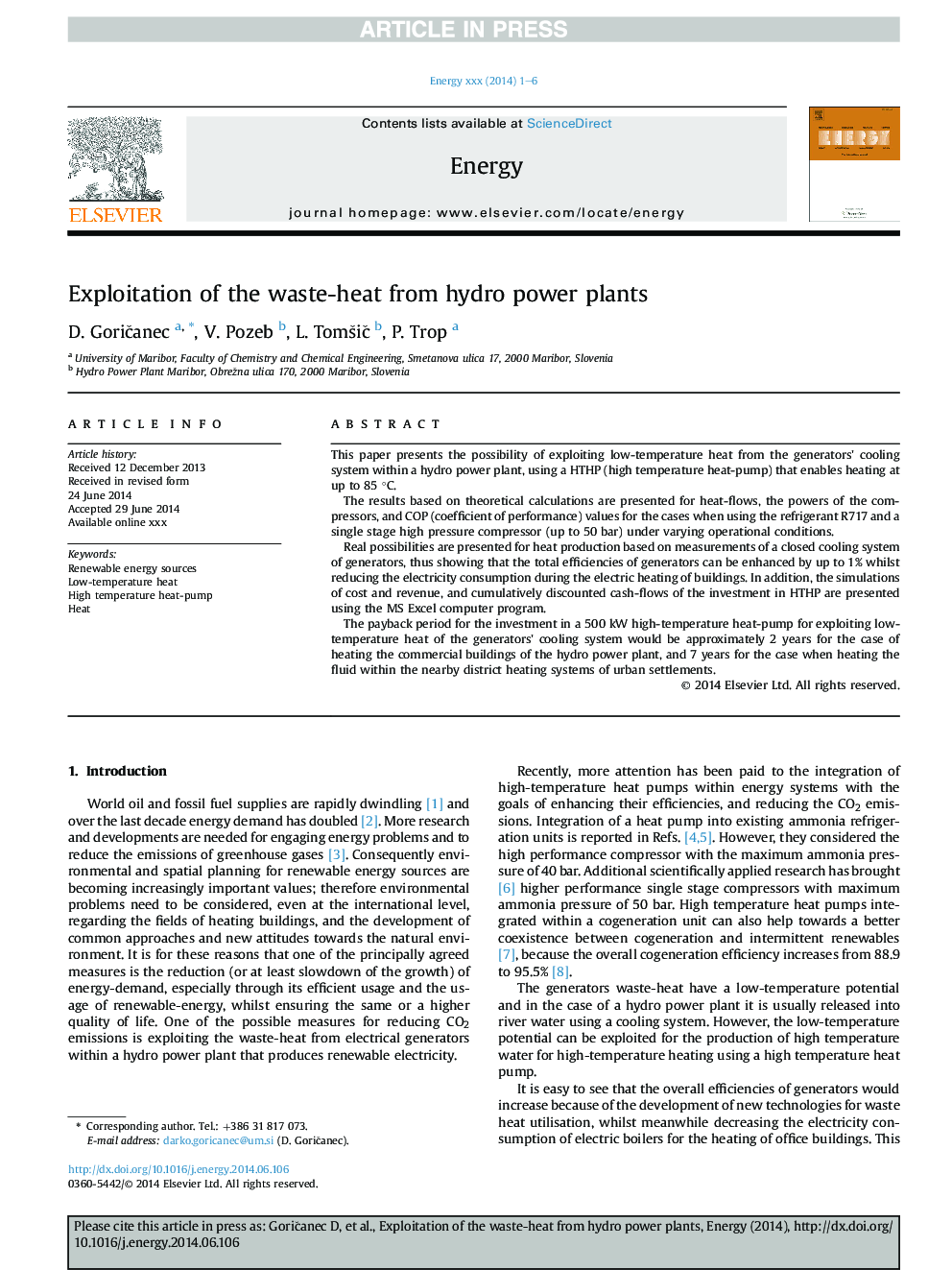 Exploitation of the waste-heat from hydro power plants