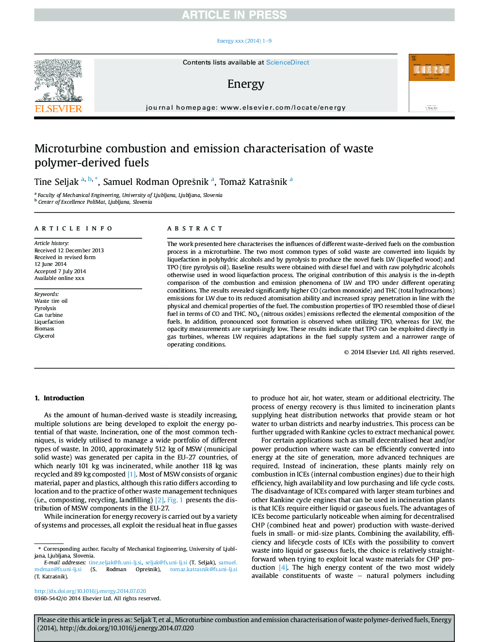 Microturbine combustion and emission characterisation of waste polymer-derived fuels