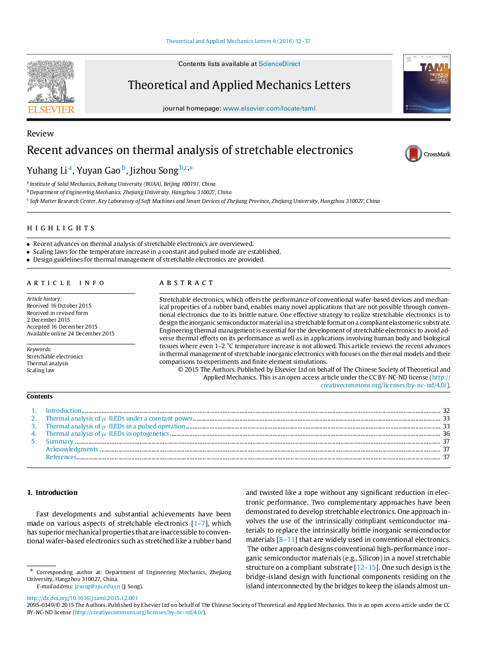 Recent advances on thermal analysis of stretchable electronics