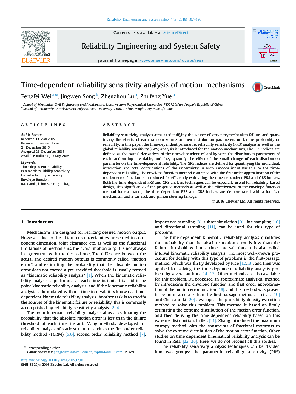 Time-dependent reliability sensitivity analysis of motion mechanisms
